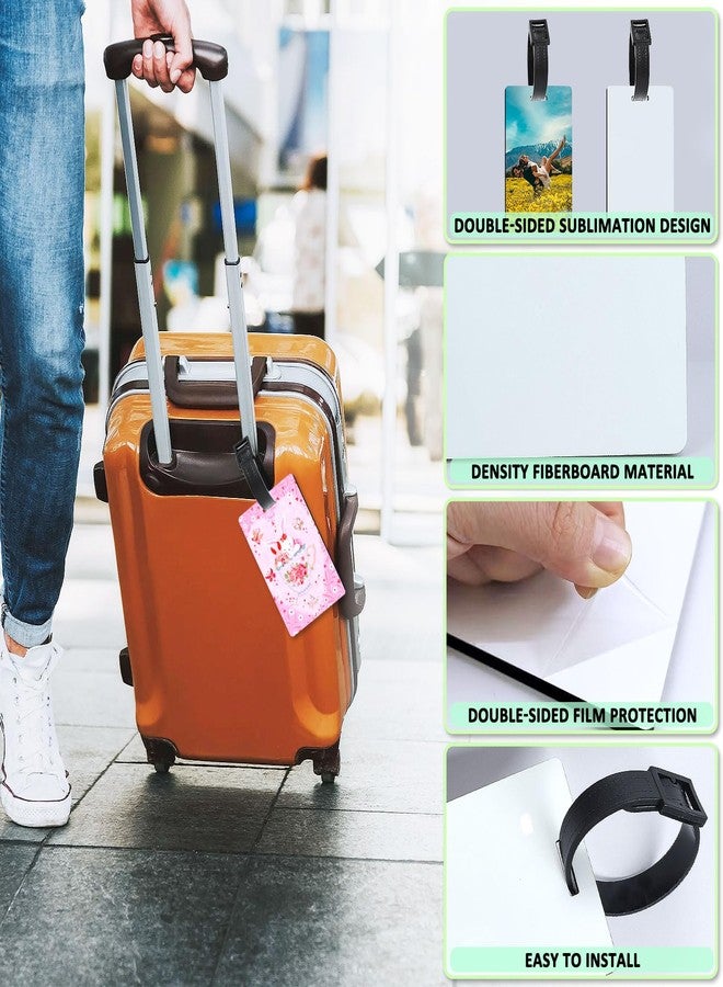 Beclumas 30 Pack Sublimation Luggage Tag Blanks, Double Sided MDF Suitcase Label Tag Blank Travel Bag Tags with Strap for DIY and Custom Design Work - Image 3